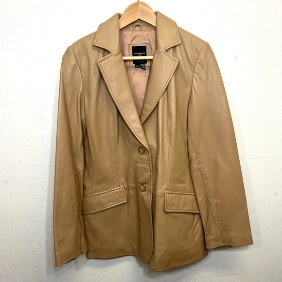 Colebrook Tan Leather Jacket Blazer Size M - Picture 2 of 12